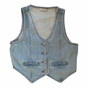 Blue Denim Vest Button Up by